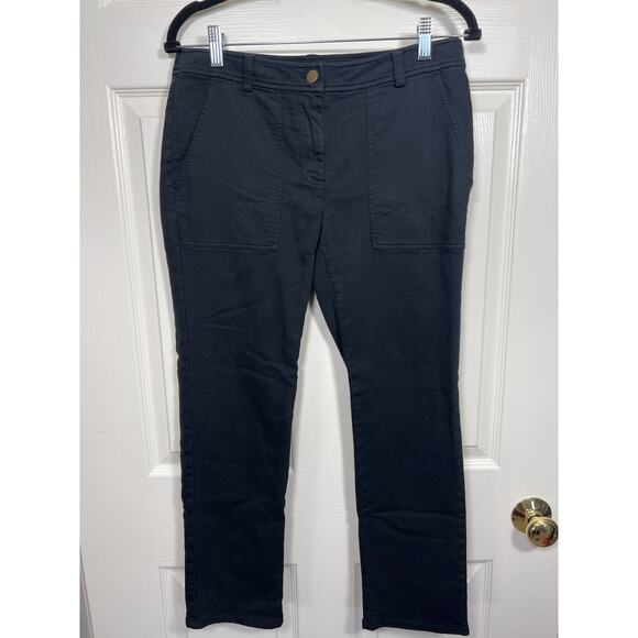 Eileen Fisher Organic Cotton Front Patch Pocket Tapered Leg Pants Black 8 Petite - Picture 1 of 6